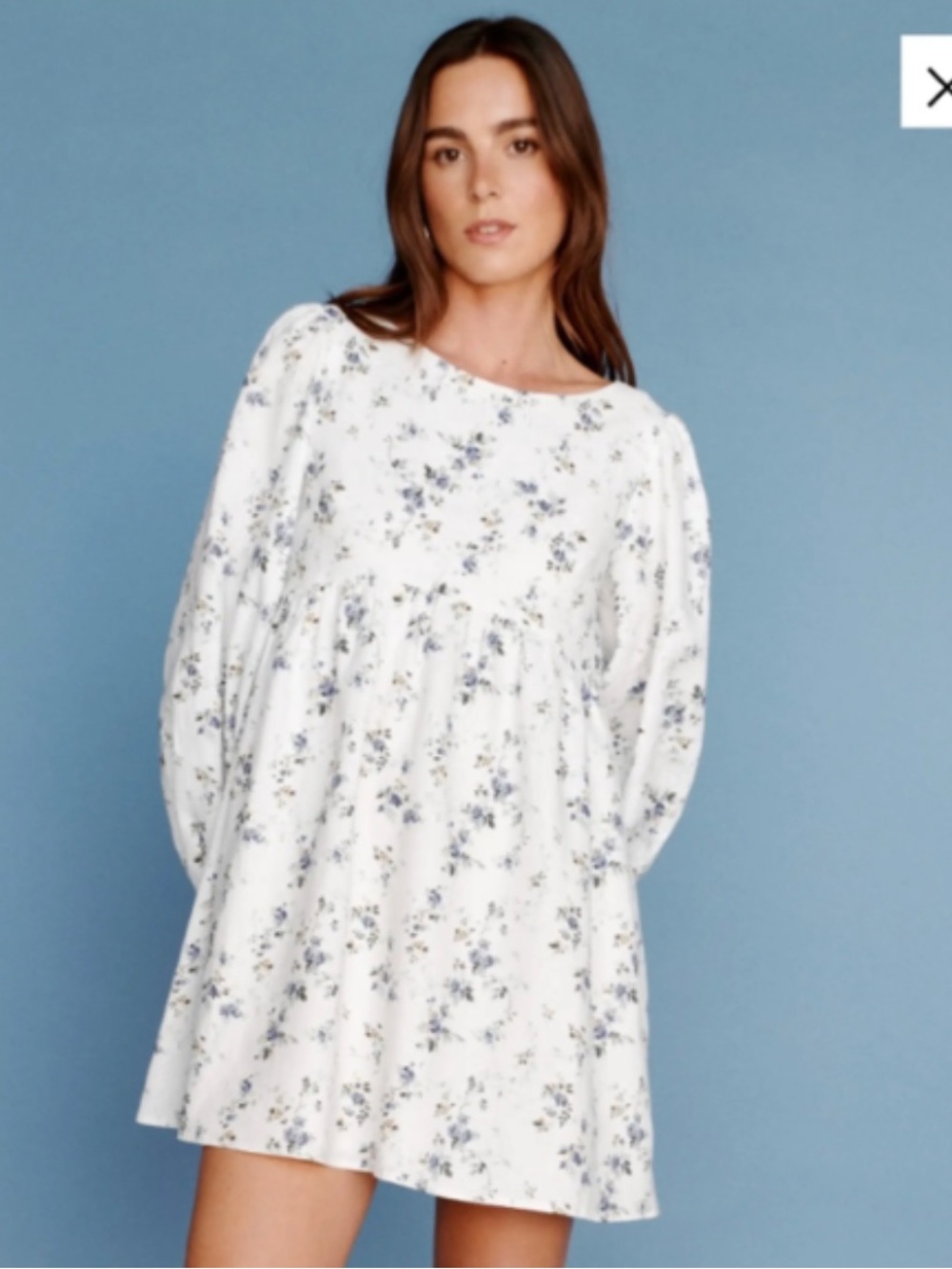 Reformation Ramone Linen Dress in Madeline Floral long sleeve minidress M NWOT